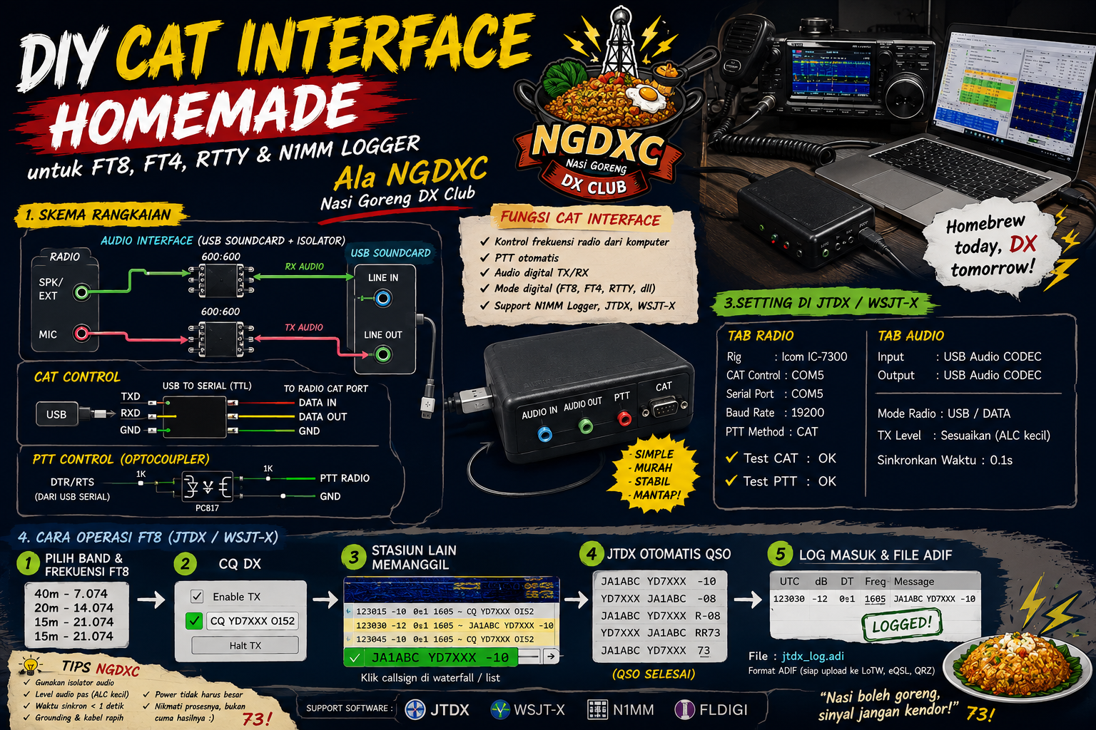 DIY CAT Interface Homemade Lengkap untuk FT8, FT4, RTTY & N1MM Logger