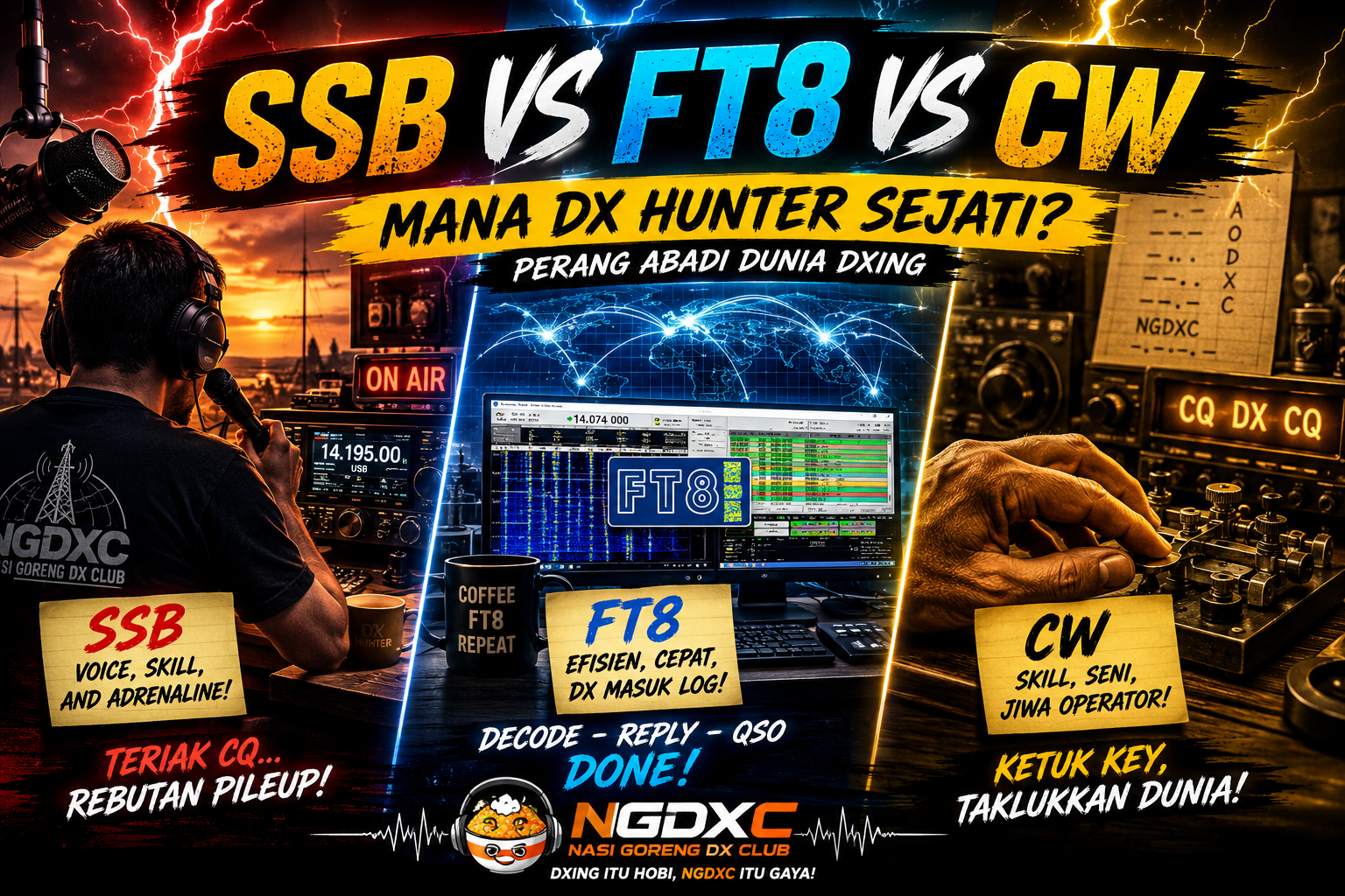 SSB vs FT8 vs CW ⚡ Mana DX Hunter Sejati?